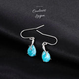 Boucles d'Oreilles Goutte d'Eau Argent Or Larimar - Couleurs Lagon