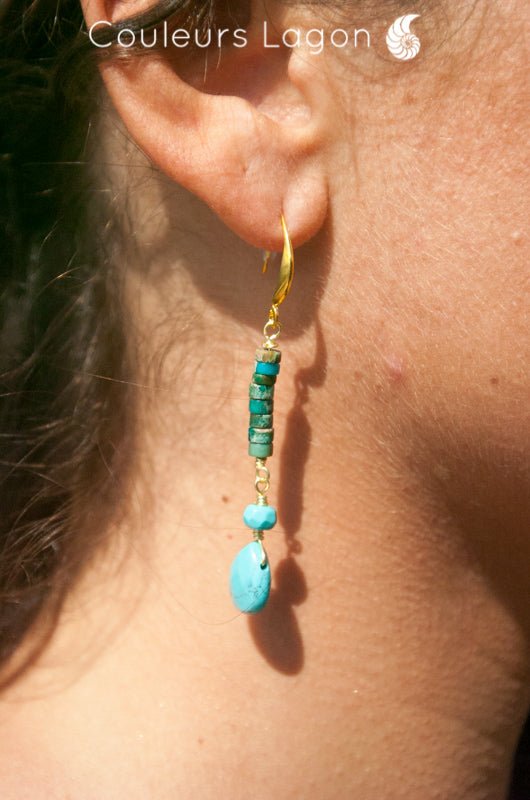 Boucles d'oreilles Goutte d'Eau Bleu Océan - Couleurs Lagon