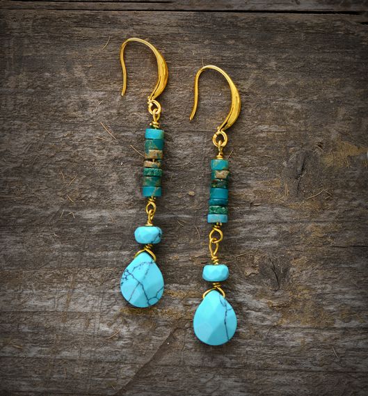 Boucles d'oreilles Goutte d'Eau Bleu Océan - Couleurs Lagon