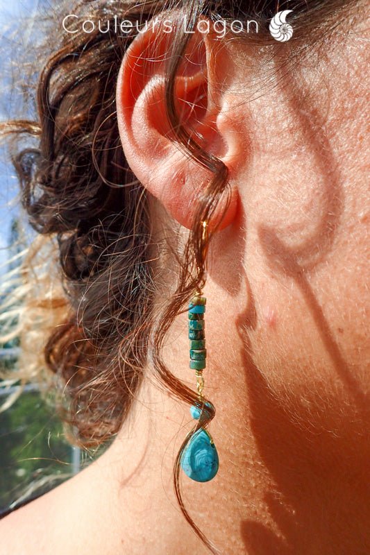 Boucles d'oreilles goutte d'eau en pierre naturelle Régalite Bleu –  COULEURS LAGON