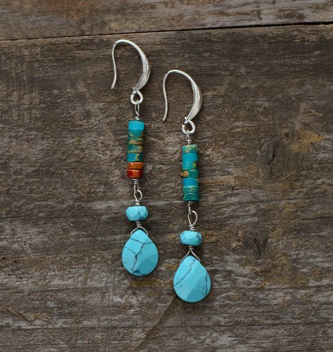 Boucles d'oreilles Goutte d'Eau Bleu Océan - Couleurs Lagon