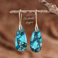 Boucles d'oreilles goutte d'eau en pierre naturelle Régalite Bleu - Couleurs Lagon