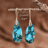 Boucles d'oreilles goutte d'eau en pierre naturelle Régalite Bleu - Couleurs Lagon