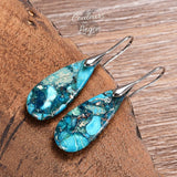 Boucles d'oreilles goutte d'eau en pierre naturelle Régalite Bleu - Couleurs Lagon