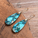 Boucles d'oreilles goutte d'eau en pierre naturelle Régalite Bleu - Couleurs Lagon
