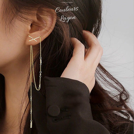 Boucles d'oreilles longues s925 zircon - Couleurs Lagon