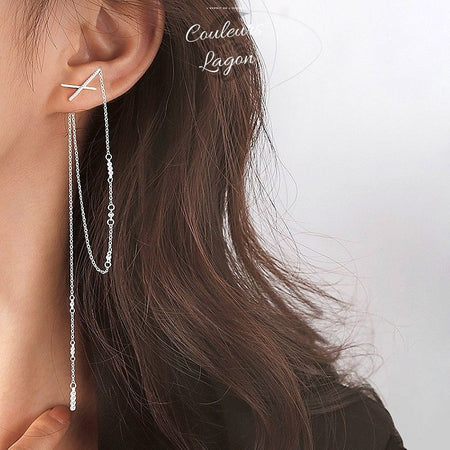 Boucles d'oreilles longues s925 zircon - Couleurs Lagon