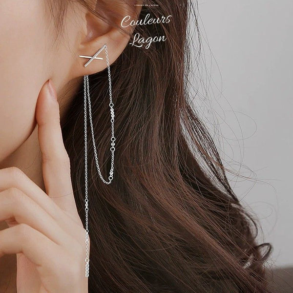 Boucles d'oreilles fines argent femme - vue de profil