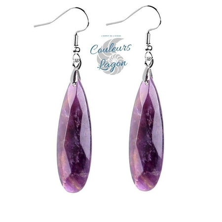 Boucles d'oreilles pierres naturelles goutte d'eau a facettes - Couleurs Lagon