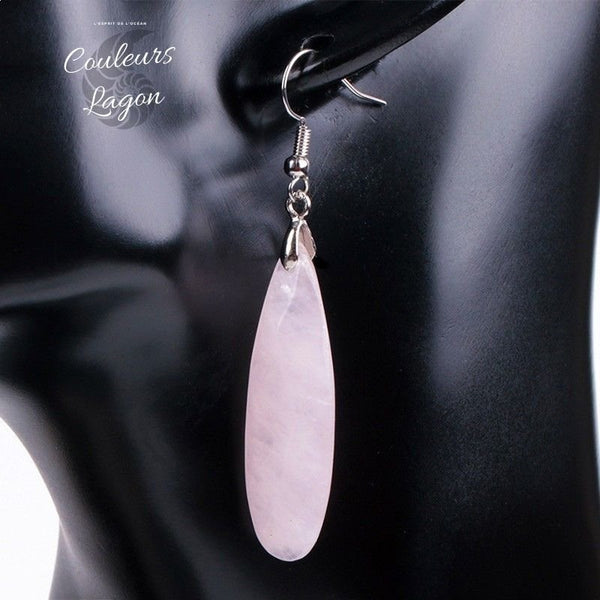 Boucles d'oreilles pierres naturelles goutte d'eau a facettes - Couleurs Lagon