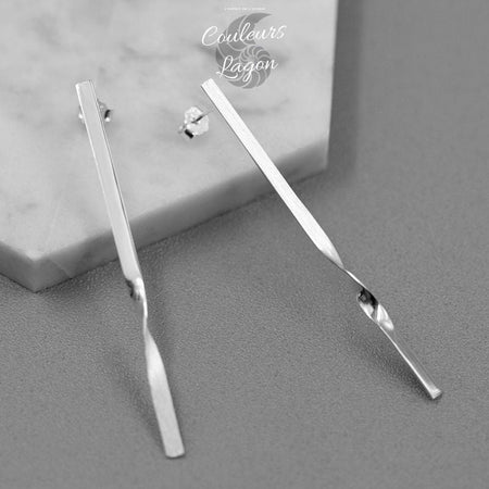 Boucles d'oreilles S925 Longue Argent ou Or - Couleurs Lagon