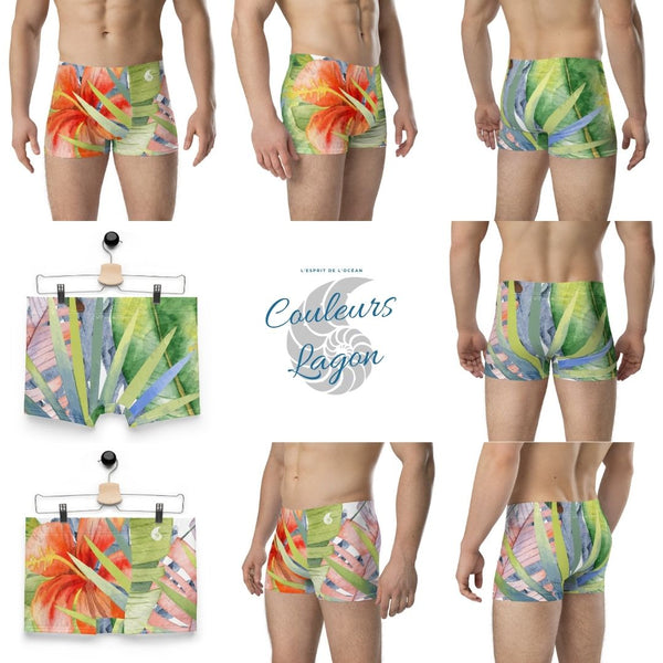 Boxers Caleçon Homme Floral PF11 Hibiscus - Couleurs Lagon