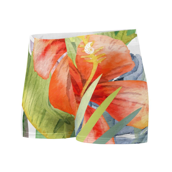 Boxers Caleçon Homme Floral PF12 Blanc Hibiscus - Couleurs Lagon