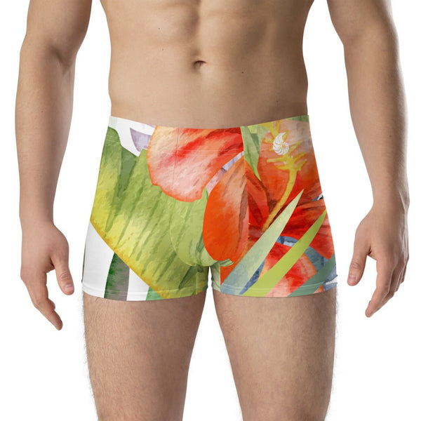 Boxers Caleçon Homme Floral PF12 Blanc Hibiscus - Couleurs Lagon
