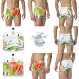 Boxers Caleçon Homme Floral PF12 Blanc Hibiscus - Couleurs Lagon