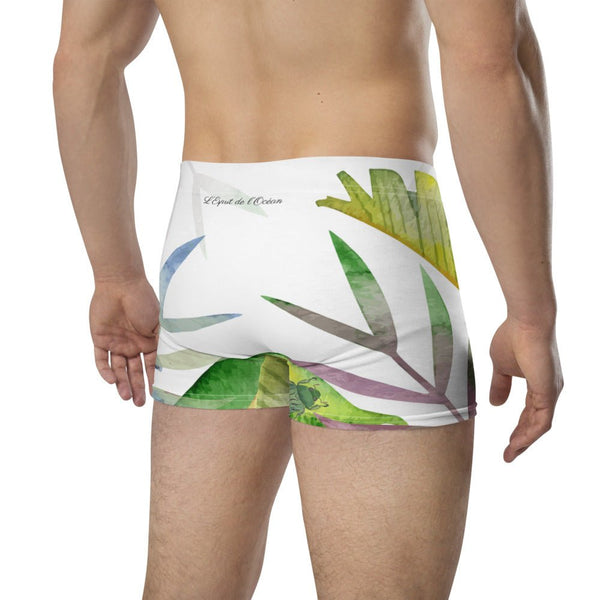 Boxers Caleçon Homme Floral PF12 Blanc Hibiscus - Couleurs Lagon