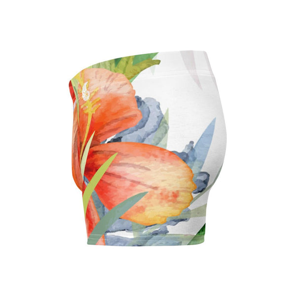 Boxers Caleçon Homme Floral PF12 Blanc Hibiscus - Couleurs Lagon