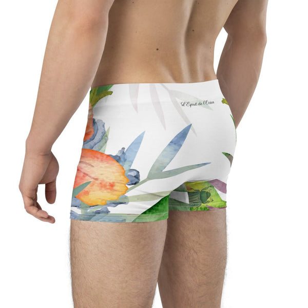 Boxers Caleçon Homme Floral PF12 Blanc Hibiscus - Couleurs Lagon