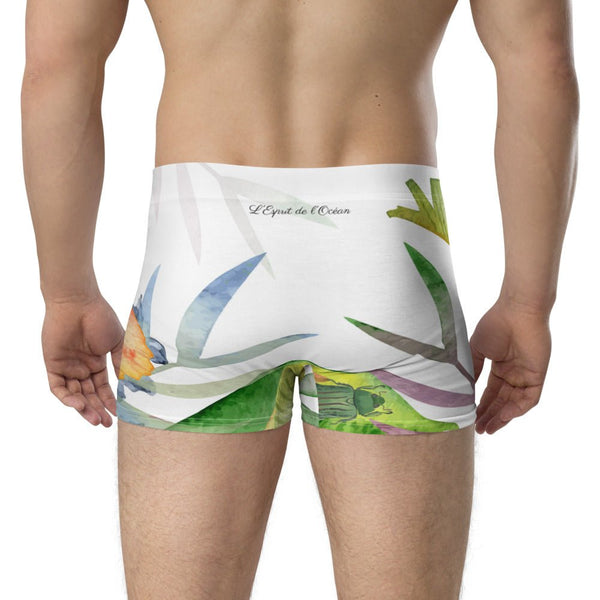 Boxers Caleçon Homme Floral PF12 Blanc Hibiscus - Couleurs Lagon
