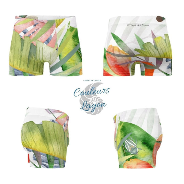 Boxers Caleçon Homme Floral PF14 Coléoptères Bananier - Couleurs Lagon