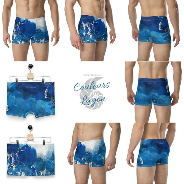 Boxers Caleçon Homme PM3 Bleu Méduse - Couleurs Lagon