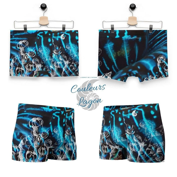 Boxers Homme Bleu Bénitier Corail - Couleurs Lagon