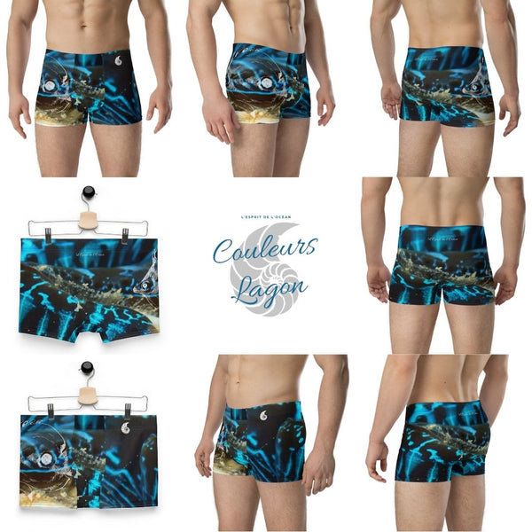 Boxers Homme Bleu Bénitier Poisson - Couleurs Lagon