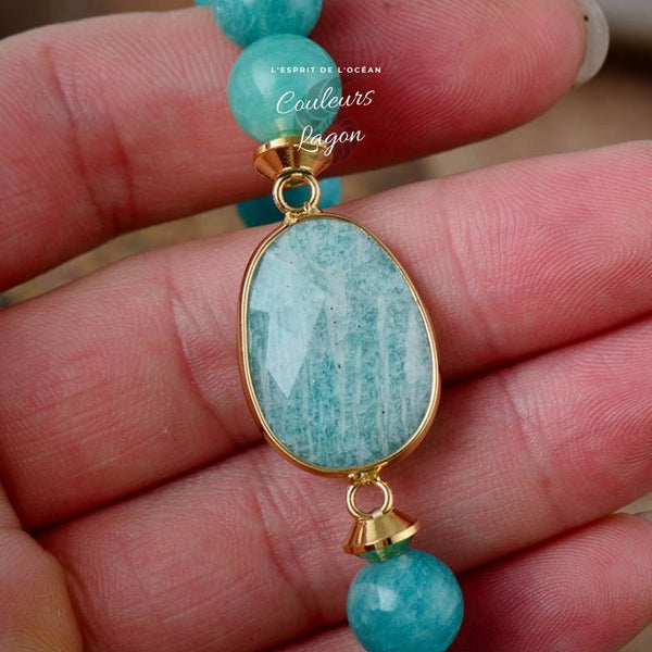 Bracelet Amazonite Bleu Turquoise - Couleurs Lagon