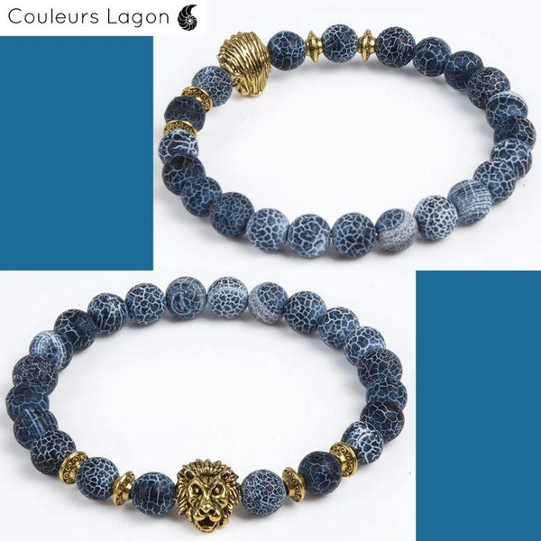 Bracelet Animaux Agates Onyx Dragon Bleu Nuit - Couleurs Lagon