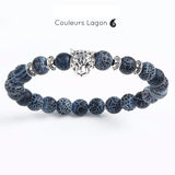 Bracelet Animaux Agates Onyx Dragon Bleu Nuit - Couleurs Lagon