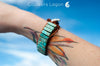 vue poignet - Bracelet Bleu Turquoise Cuir & Pierres Naturelles Océan - Couleurs Lagon