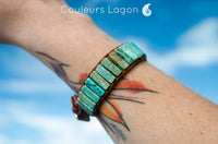 Bracelet Bleu Turquoise Cuir & Pierres Naturelles Océan - Couleurs Lagon