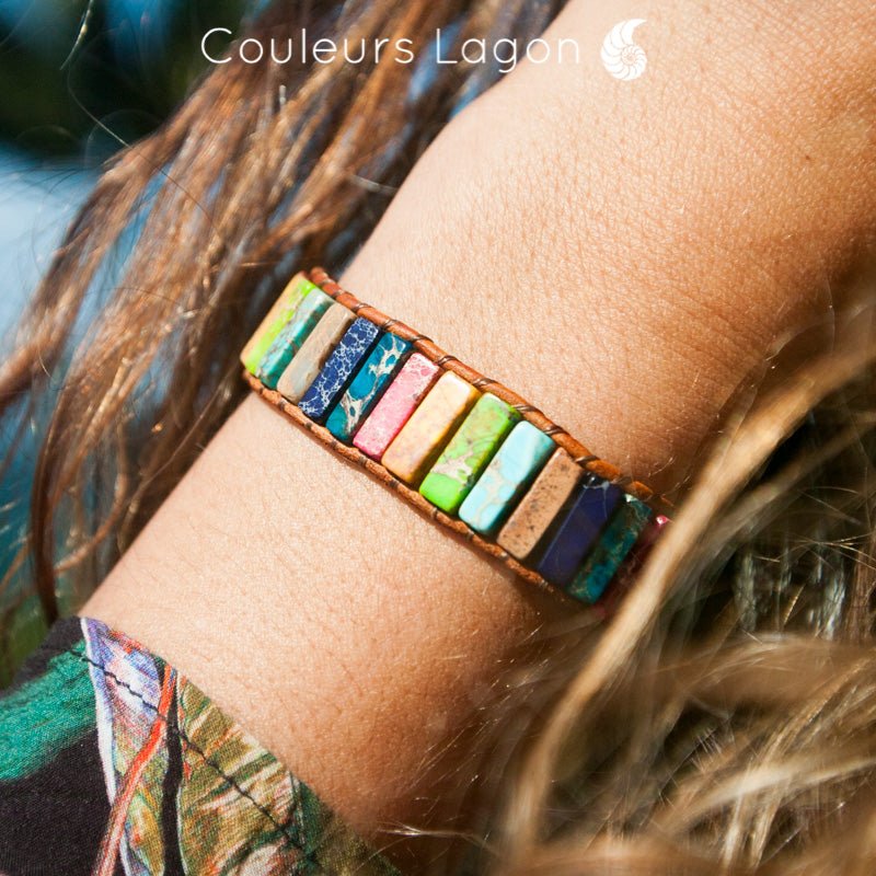 Bracelet de force en cuir, couleur au choix, mini motif
