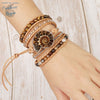 Bracelet Cuir Pierre Naturelle Ammonite Nautile Oeil De Tigre - Couleurs Lagon