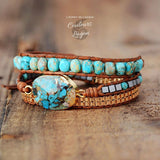 Bracelet Cuir & Pierre Naturelle Turquoise - Couleurs Lagon