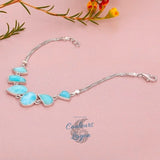 ouvert détail chaine et attache réglable Bracelet de Charme Argent s925 et Larimar - Couleurs Lagon