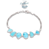 gros plan fond blanc - Bracelet de Charme Argent s925 et Larimar - Couleurs Lagon