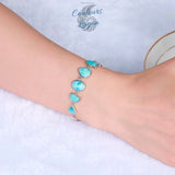 sur poignet - Bracelet de Charme Argent s925 et Larimar - Couleurs Lagon