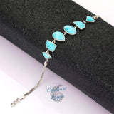 sur bord noir détail fermeture et chaine - Bracelet de Charme Argent s925 et Larimar - Couleurs Lagon