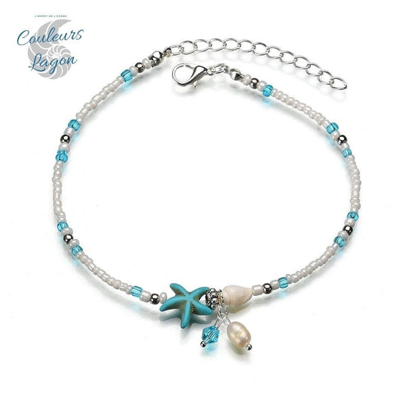 Bracelet de cheville Coquillage et Etoile de mer Couleurs Lagon - Couleurs Lagon