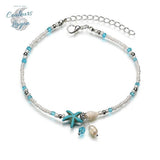 Bracelet de cheville Coquillage et Etoile de mer Couleurs Lagon - Couleurs Lagon