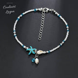 Bracelet de cheville Coquillage et Etoile de mer Couleurs Lagon - Couleurs Lagon