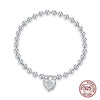 bracelet en boules et cadenas en coeur for ever love -Bracelet de Luxe en Argent 925 Certifié - Couleurs Lagon