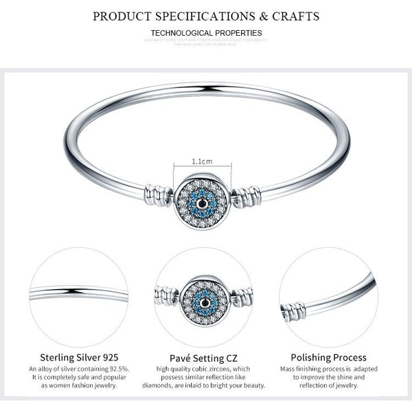 caractéristiques oeil bleu zircon - Bracelet de Luxe en Argent 925 Certifié - Couleurs Lagon