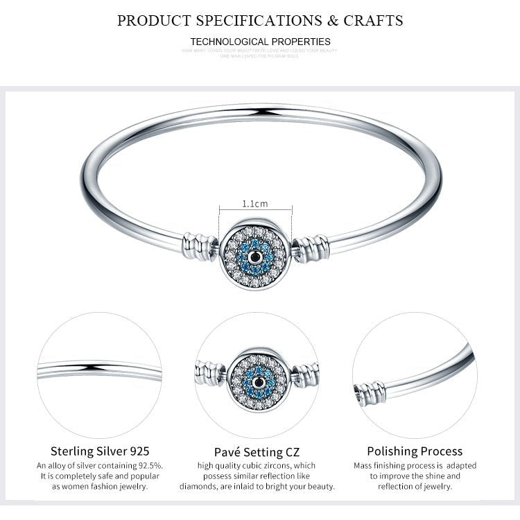 caractéristiques oeil bleu zircon - Bracelet de Luxe en Argent 925 Certifié - Couleurs Lagon