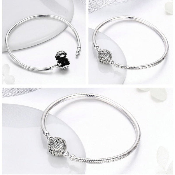 détail attache boule zircon - Bracelet de Luxe en Argent 925 Certifié - Couleurs Lagon