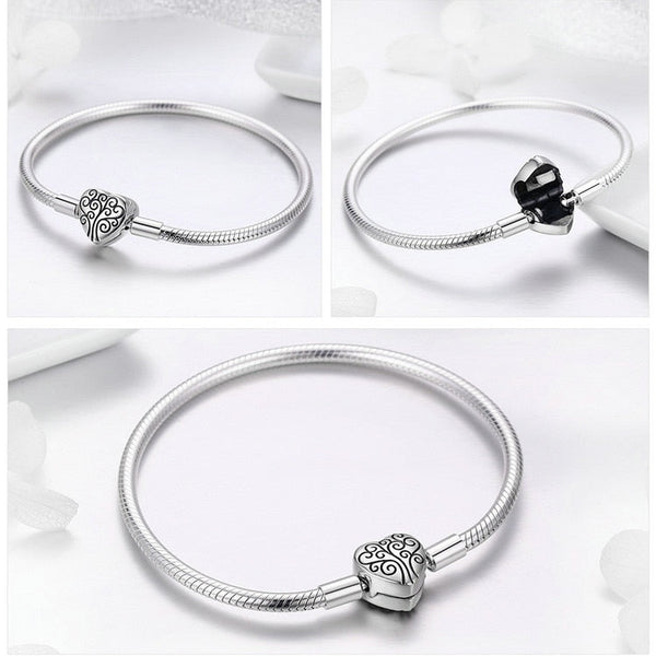 détail attache coeur - Bracelet de Luxe en Argent 925 Certifié - Couleurs Lagon