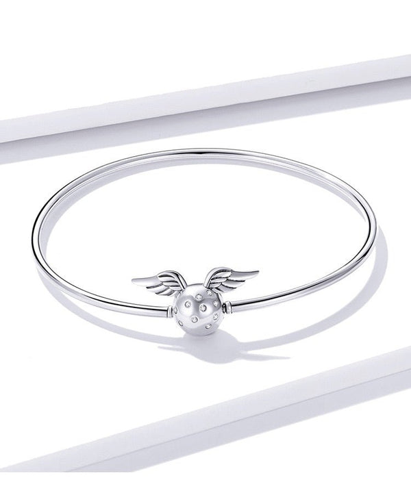 boule étoilé avec ailes gros plan - Bracelet de Luxe en Argent 925 Certifié - Couleurs Lagon
