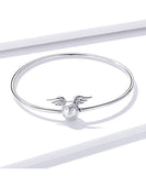 boule étoilé avec ailes gros plan - Bracelet de Luxe en Argent 925 Certifié - Couleurs Lagon