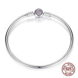 boule avec coeur en zircon Rose - Bracelet de Luxe en Argent 925 Certifié - Couleurs Lagon
